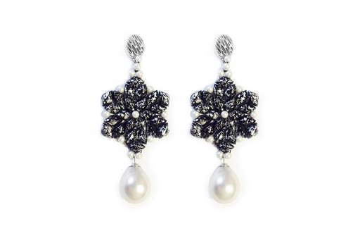 Spring Drops Earrings Kit Silver Splash Jet
