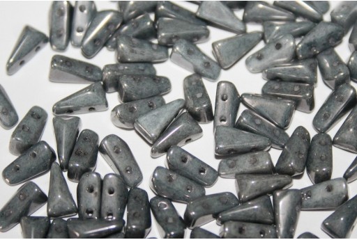 Czech Glass Beads Vexolo Alabaster Grey Luster 5x8mm - 50pcs