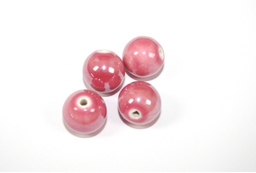 Ceramic Beads Round Dark Pink 16mm - 3pz