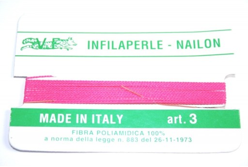 Filo Nylon Infilaperle con Ago Fuchsia Misura 3 - 2pz