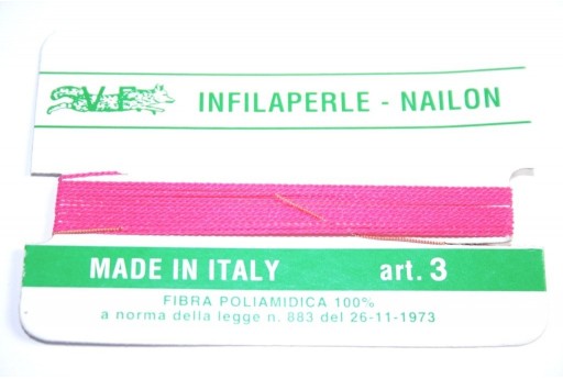 Fuchsia Nylon Thread With Needle Size 3 - 2pcs