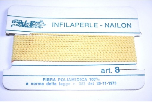 Filo Nylon Infilaperle con Ago Giallo Misura 8 - 2pz