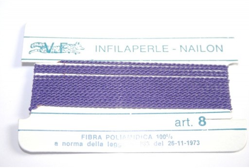 Purple Nylon Thread With Needle Size 8 - 2pcs