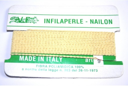 Filo Nylon Infilaperle con Ago Giallo Misura 9 - 2pz