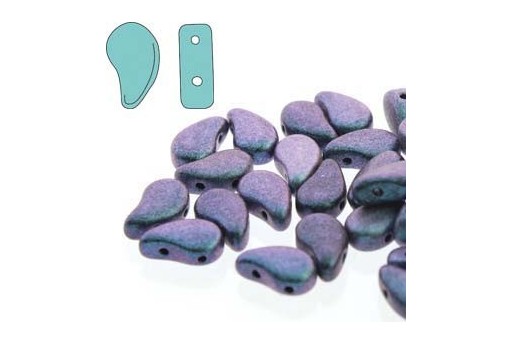 Czech Glass Beads Paisley Duo Polychrome Bluberry 8x5mm - 10gr