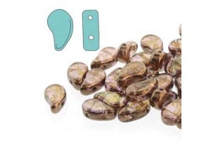 Czech Glass Beads Paisley Duo Crystal Senegal Brown 8x5mm - 10gr