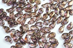 Czech Glass Beads Paisley Duo Crystal Senegal Brown 8x5mm - 10gr