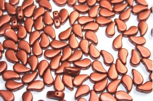 Czech Glass Beads Paisley Duo Bronze Fire Red 8x5mm - 10gr