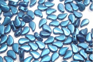 Czech Glass Beads Paisley Duo Metallic Suede Blue 8x5mm - 10gr