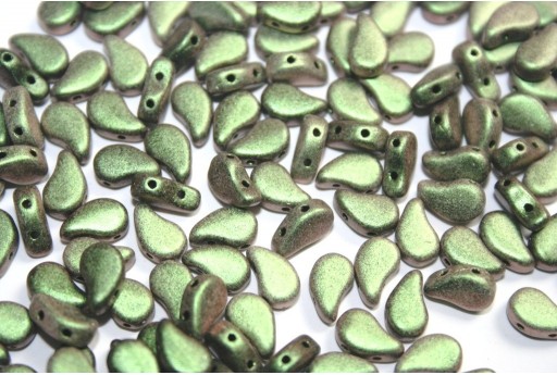 Czech Glass Beads Paisley Duo Polychrome Sage & Citrus 8x5mm - 10gr 2