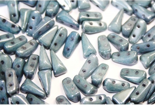 Czech Glass Beads Vexolo Alabaster Baby Blue Luster 5x8mm - 50pcs