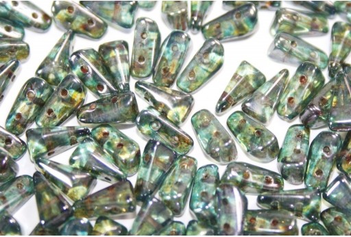 Czech Glass Beads Vexolo Crystal Blue Luster 5x8mm - 50pcs