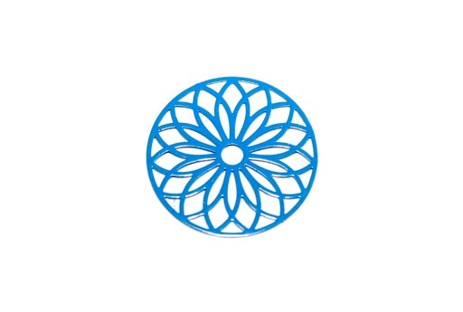 Blue Laser Cut Filigree - Round 24mm - 2pcs