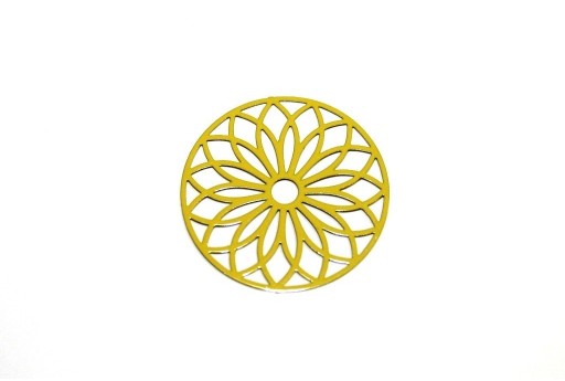 Mustard Yellow Laser Cut Filigree - Round 24mm - 2pcs