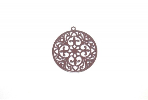 Brown Laser Cut Filigree - Round 20mm - 4pcs