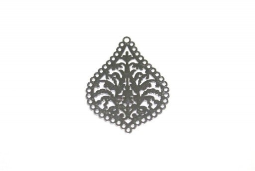 Silver Laser Cut Filigree - Drop 21x25mm - 4pcs