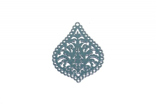 Grey Laser Cut Filigree - Drop 21x25mm - 4pcs