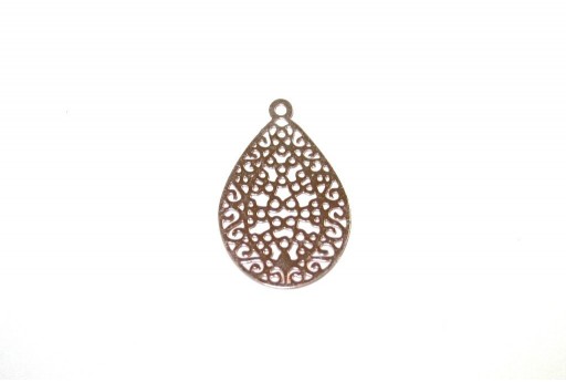 Rose Gold Laser Cut Filigree - Drop 16x24mm - 4pcs