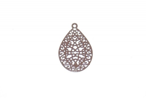 Brown Laser Cut Filigree - Drop 16x24mm - 4pcs