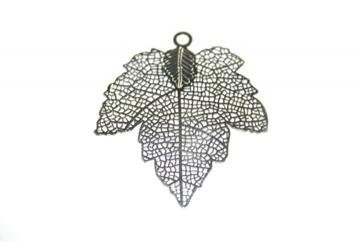 Silver Laser Cut Filigree - Leaf 39x44mm - 2pcs