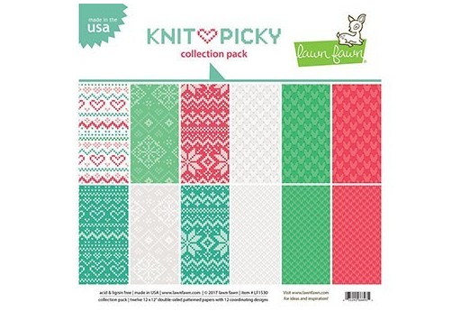 Set di Carte Decorate Knit Picky Collection Lawn Fawn 30x30cm 12pz