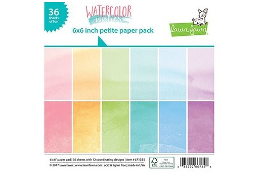 Set di Carte Decorate Watercolor Wishes Collection Lawn Fawn 15x15cm 36pz