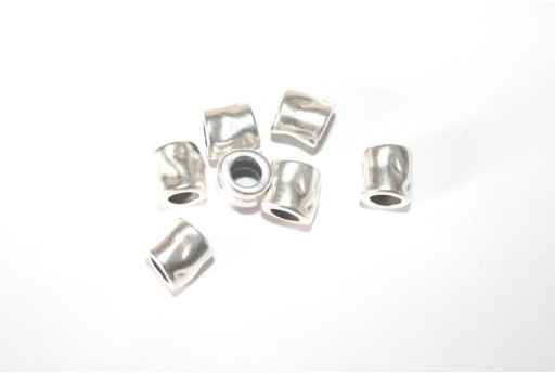 Bead Hammered Antique Silver 7x7mm -3pcs