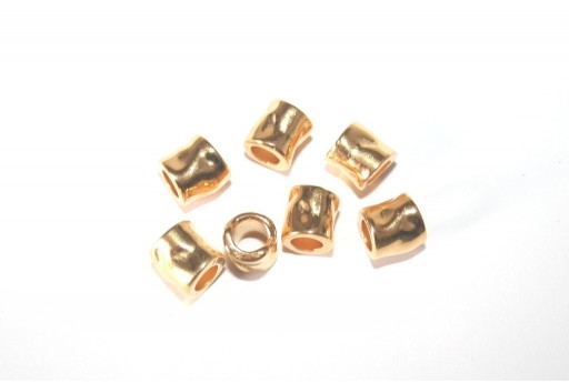 Bead Hammered Gold 7x7mm -3pcs