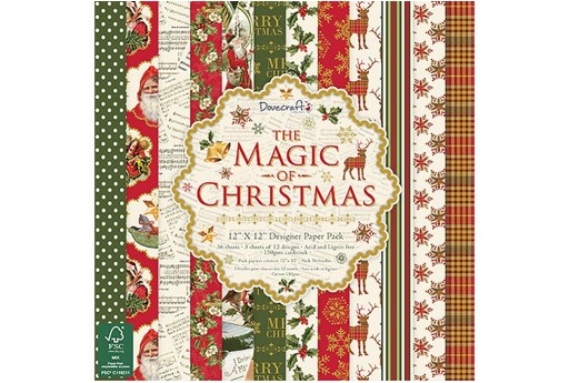 Set di Carte Decorate The Magic Of Christmas Collection Dovecraft 30x30cm 36pz