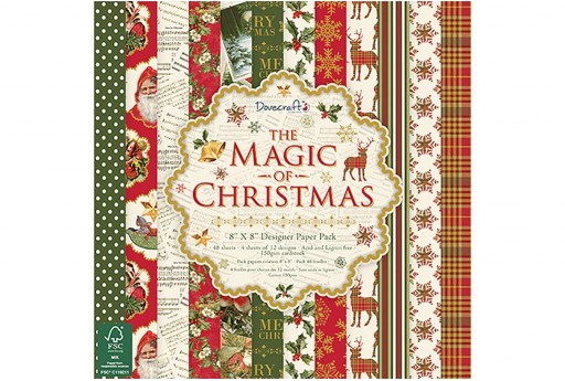 Patterned Paper Pack The Magic Of Christmas Collection Dovecraft 20x20cm 48sheets