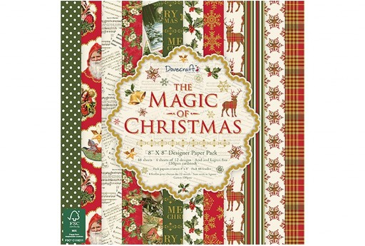 Set Di Carte Decorate The Magic Of Christmas Collection Dovecraft xcm 48 Fogli Perlinebijoux