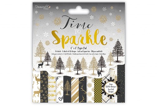 Set di Carte Decorate Time To Sparkle Paper Pad Dovecraft 15x15cm 48pz