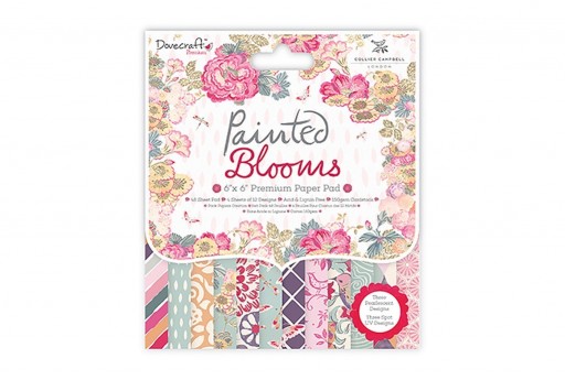 Set di Carte Decorate Painted Blooms Paper Pad Dovecraft 15x15cm 48pz