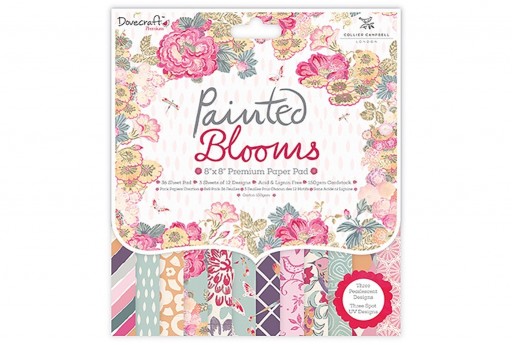 Set di Carte Decorate Painted Blooms Premium Paper Pad Dovecraft 20x20cm 36pz
