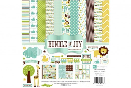 Set di Carte Decorate Bundle Of Joy Boy Echo Park Paper Co. 30x30cm 12pz.