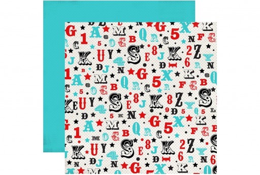 Carta Decorata Letters And Numbers  Carta Bella 30x30cm 1pz.