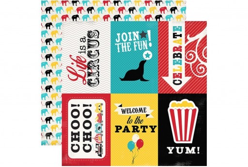 Double-Sided Patterned Paper Journaling Cards Circus Party Carta Bella 30x30cm 1sheet