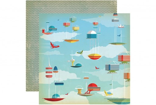 Double-Sided Patterned Paper Space Stations Carta Bella 30x30cm 1sheet