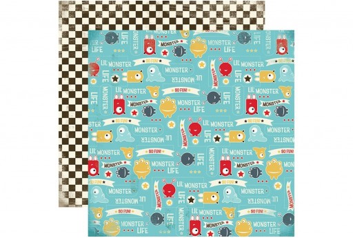 Double-Sided Patterned Paper Monsters Life Carta Bella 30x30cm 1sheet