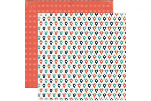 Double-Sided Patterned Paper You Are Here Carta Bella 30x30cm 1sheet
