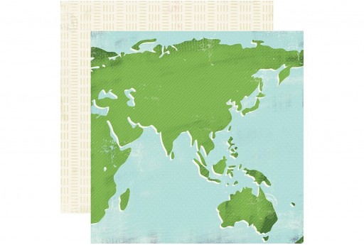 Double-Sided Patterned Paper World Map Carta Bella 30x30cm 1sheet