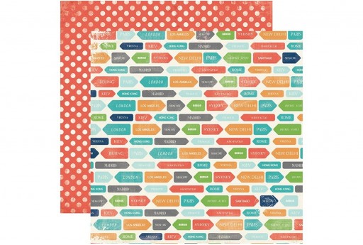 Double-Sided Patterned Paper Destination Carta Bella 30x30cm 1sheet