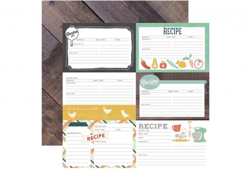 Double-Sided Patterned Paper Recipe Cards Carta Bella 30x30cm 1sheet
