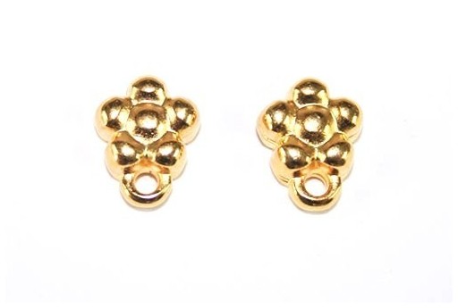 Gold Earring Flower 7x9,5mm - 2pcs