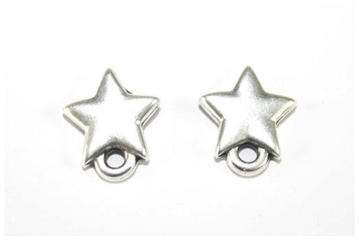Silver Earring Star 9x10mm - 2pcs