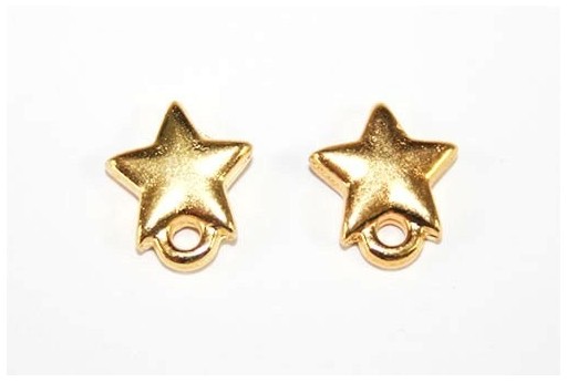 Gold Earring Star 9x10mm - 2pcs
