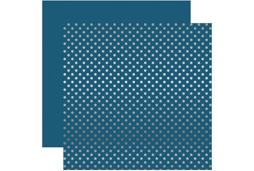 Carta Decorata Silver Foil Dot Medium Blue Echo Park Paper Co. 30x30cm 1pz.