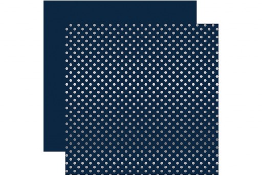 Carta Decorata Silver Foil Dot Dark Blue Echo Park Paper Co. 30x30cm 1pz.