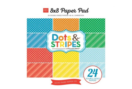 Set di Carte Decorate Summer Dots and Stripes Paper Pad Echo Park Paper Co. 20x20cm 24pz