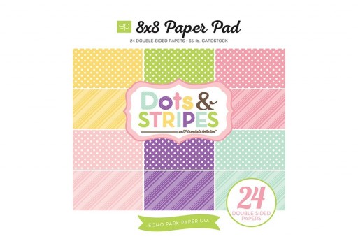 Set di Carte Decorate Spring Dots and Stripes Paper Pad Echo Park Paper Co. 20x20cm 24pz